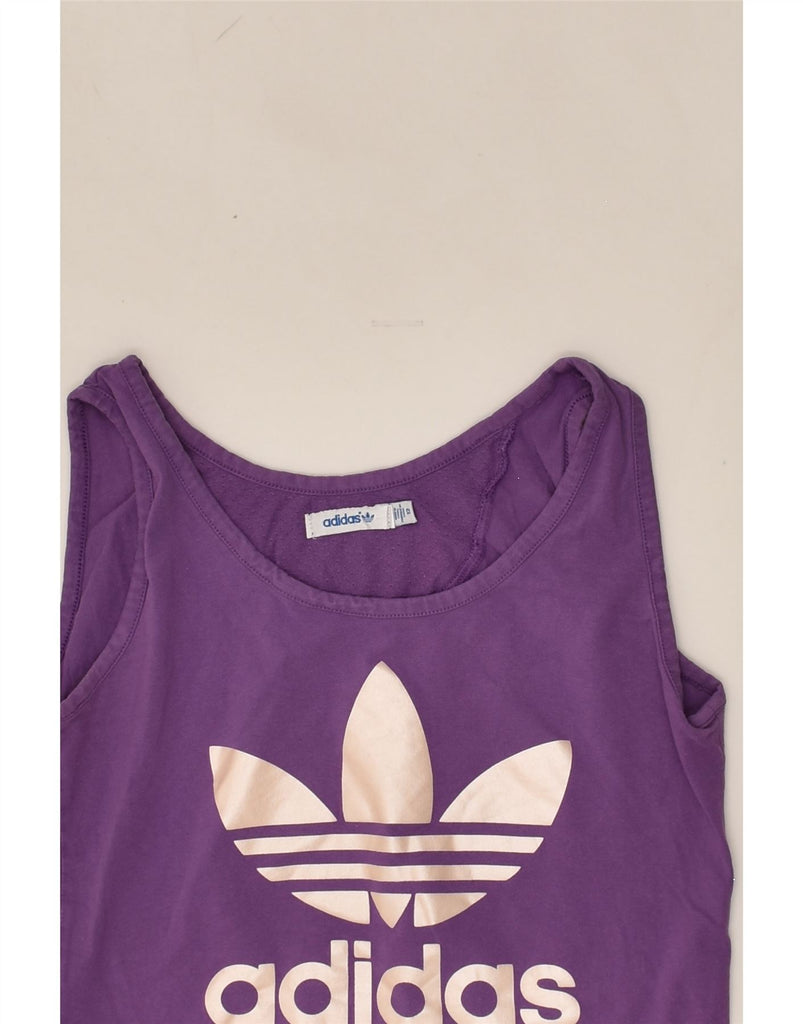 ADIDAS Girls Graphic Vest Top 11-12 Years Purple Cotton | Vintage Adidas | Thrift | Second-Hand Adidas | Used Clothing | Messina Hembry 