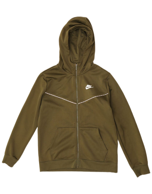 Nike Boys Zip Hoodie Sweater 13-14 Years XL Khaki Polyester
