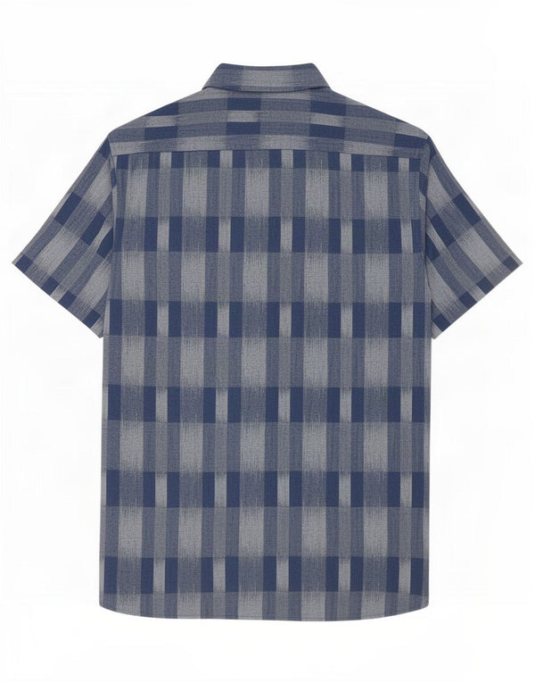 Marks & Spencer Mens Short Sleeve Shirt Large Blue Check Cotton