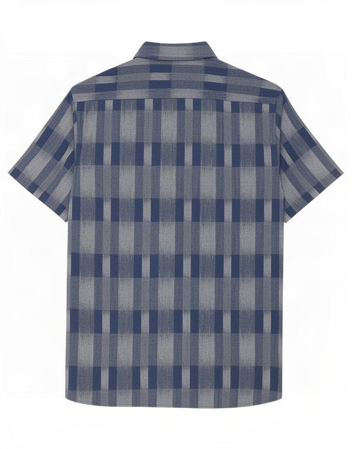 Marks & Spencer Mens Short Sleeve Shirt Large Blue Check Cotton