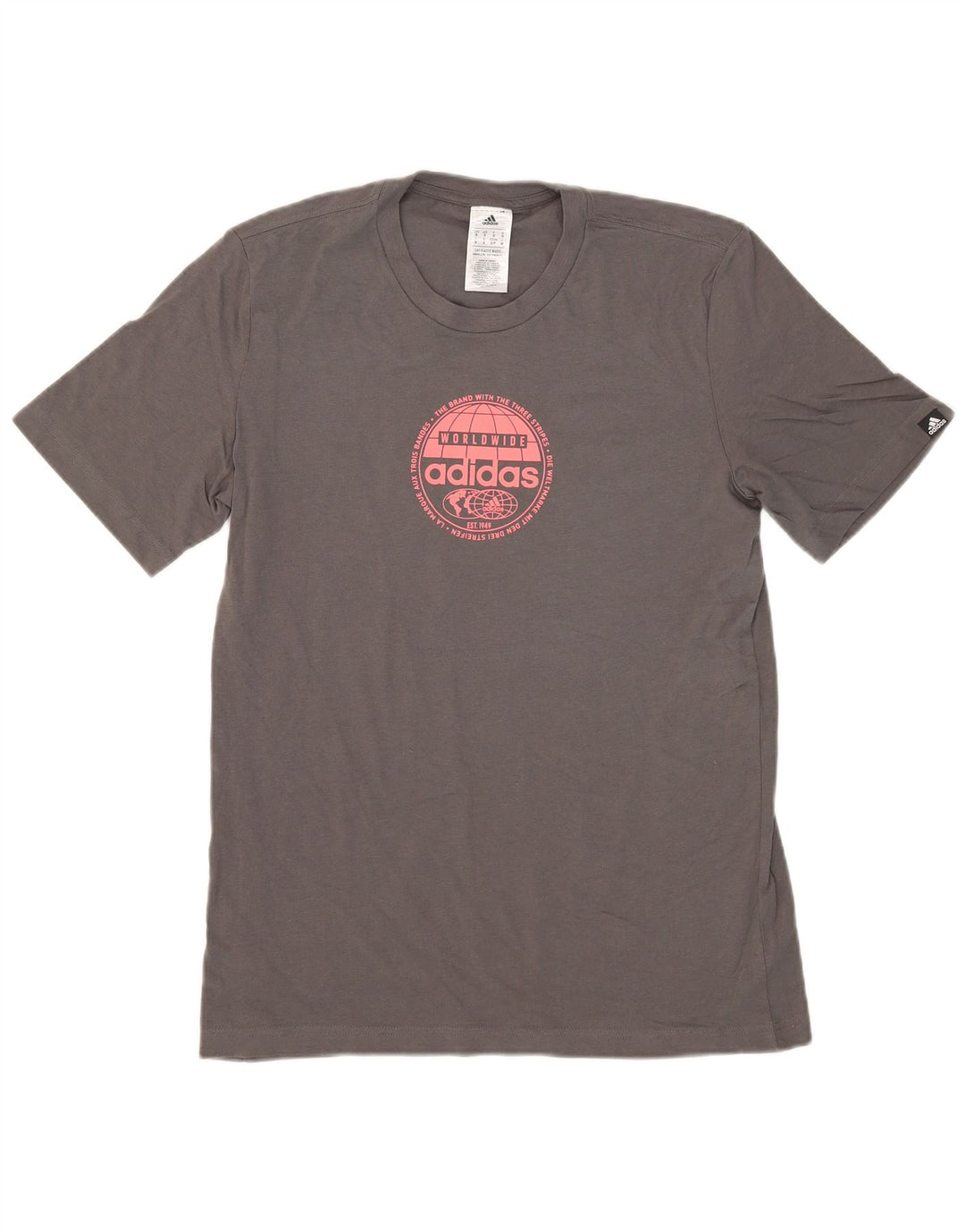 ADIDAS Mens Graphic T-Shirt Top Small Grey Cotton