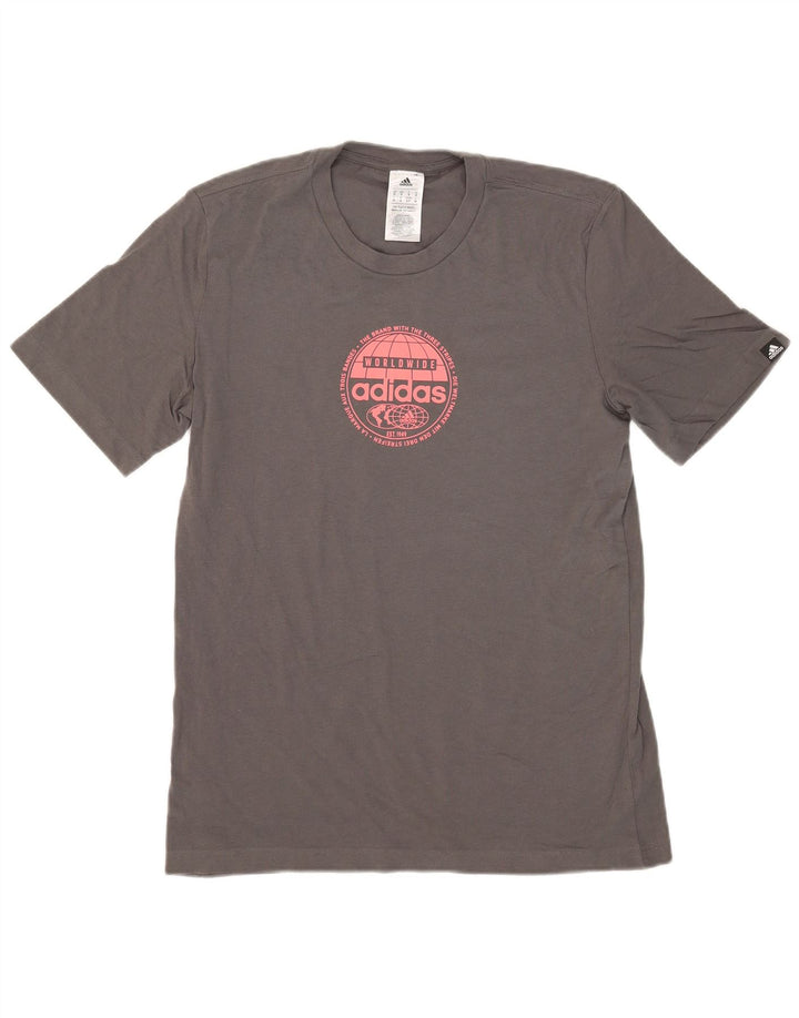 ADIDAS Mens Graphic T-Shirt Top Small Grey Cotton