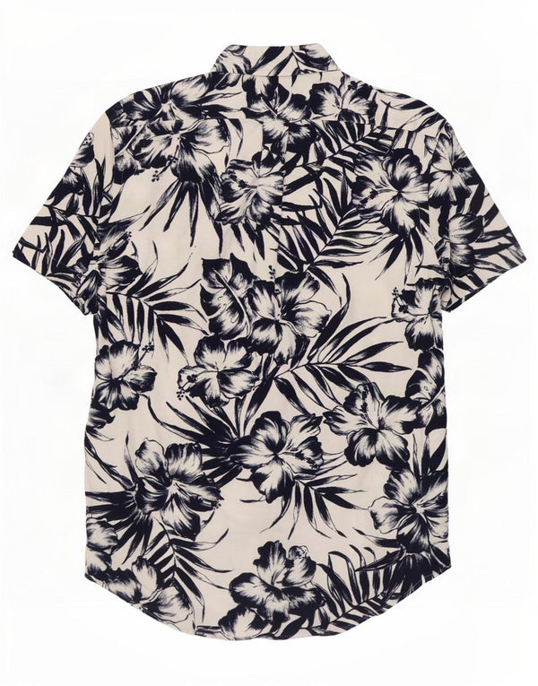 Ralph Lauren Mens Short Sleeve Classic Fit Shirt Small White Floral Cotton
