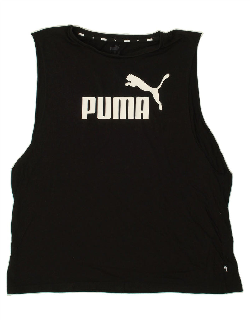 PUMA Womens Graphic Vest Top UK 18 XL Black Cotton | Vintage Puma | Thrift | Second-Hand Puma | Used Clothing | Messina Hembry 