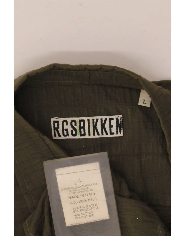Bikkembergs Mens Shirt Large Khaki Polyester