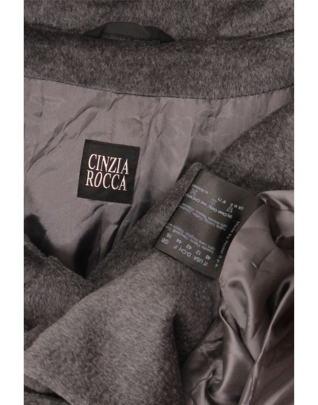 Cinzia Rocca Womens Overcoat UK 16 Large Grey Wool