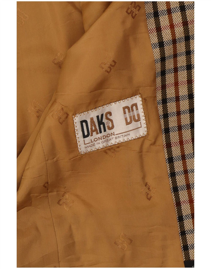DAKS Womens 2 Button Blazer Jacket UK 14 Medium Beige Check