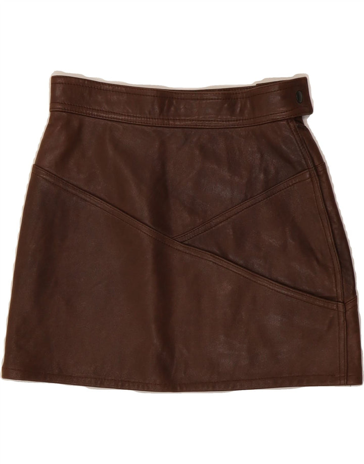 LAUREL Womens Mini Leather Skirt EU 36 Small W26  Brown Vintage Laurel and Second-Hand Laurel from Messina Hembry 