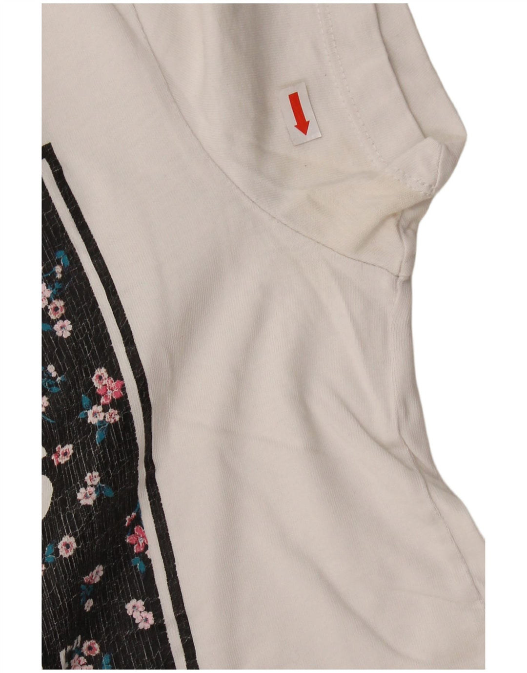 VANS Womens Crop Graphic T-Shirt Top UK 6 XS White Cotton