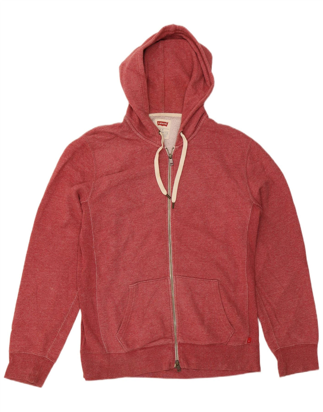 Levi's Mens Zip Hoodie Sweater Large Red Cotton