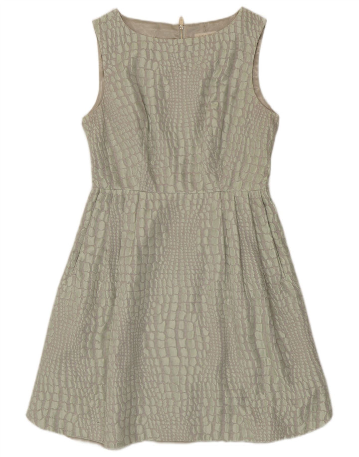 Ted Baker Womens Sleeveless A-Line Dress Size 3 Medium Green Animal Print
