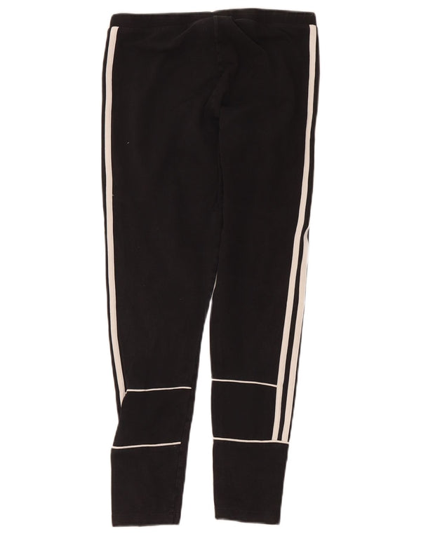 Adidas Womens Crop Leggings UK 12 Medium Black Cotton