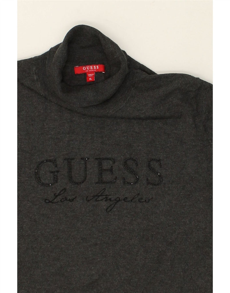 GUESS Womens Graphic Roll Neck Jumper Sweater UK 18 XL Black | Vintage Guess | Thrift | Second-Hand Guess | Used Clothing | Messina Hembry 