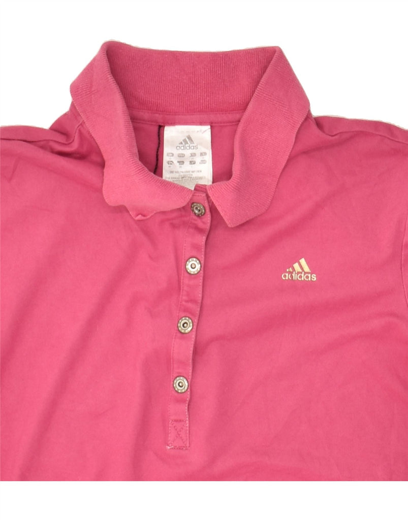 ADIDAS Womens Polo Shirt UK 12 Medium  Pink Cotton | Vintage Adidas | Thrift | Second-Hand Adidas | Used Clothing | Messina Hembry 