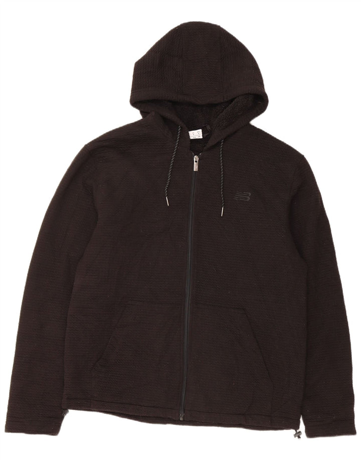 New Balance Mens Sherpa Zip Hoodie Sweater Medium Black Polyester