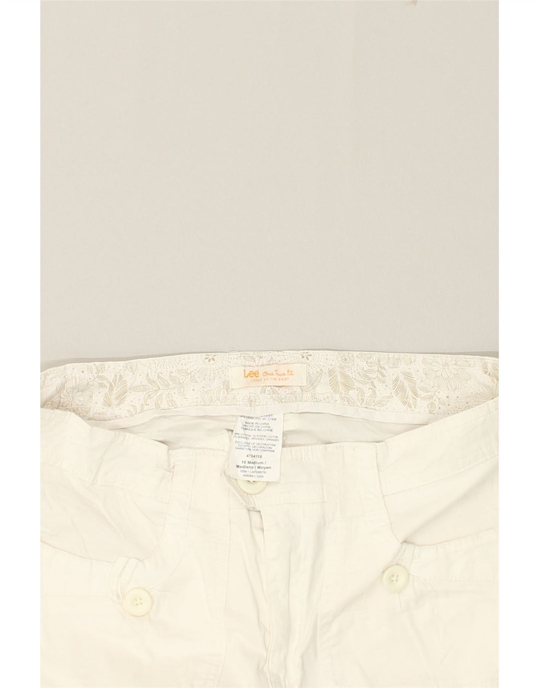 LEE Womens Chino Shorts US 10 Large W30 White Cotton | Vintage Lee | Thrift | Second-Hand Lee | Used Clothing | Messina Hembry 