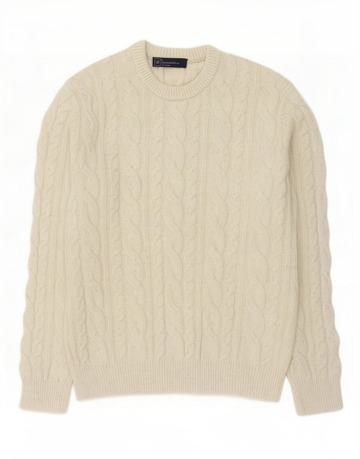 Gap Mens Crew Neck Jumper Sweater Large Beige Lambswool