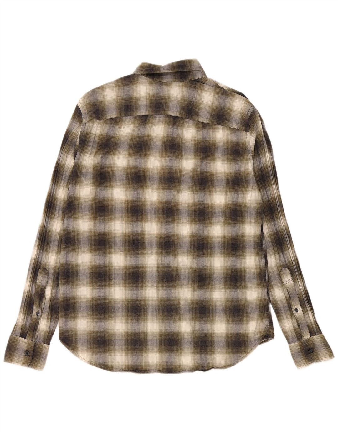 Abercrombie & Fitch Mens Flannel Shirt Medium Khaki Check Cotton