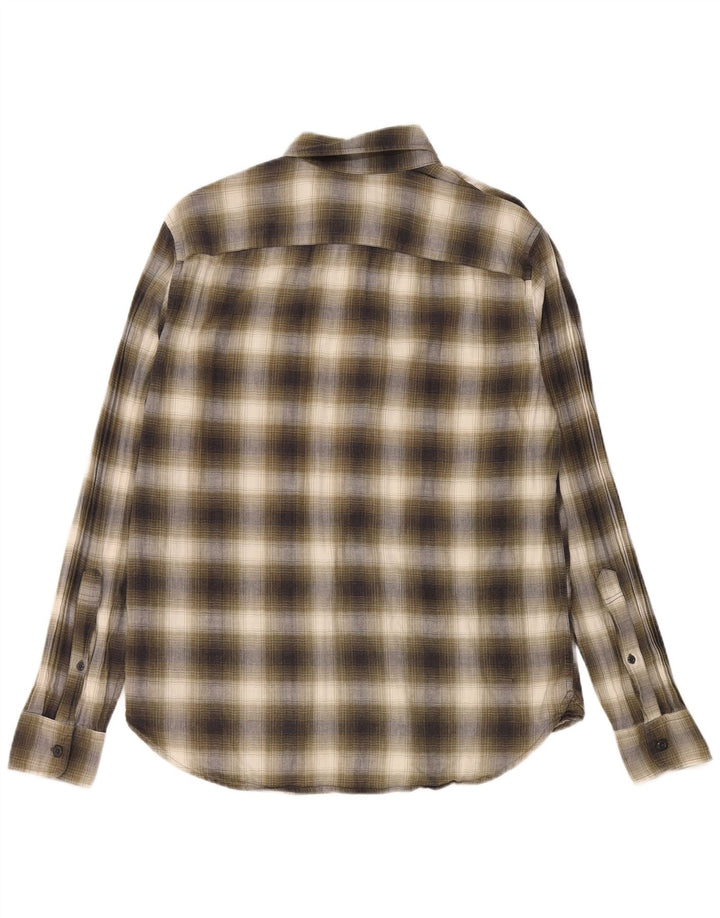 Abercrombie & Fitch Mens Flannel Shirt Medium Khaki Check Cotton