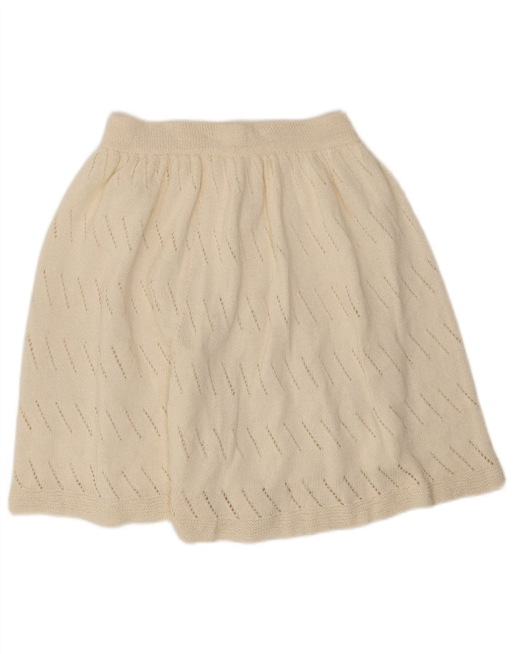 Vintage Womens Knit A-Line Skirt W26 Small  Off White