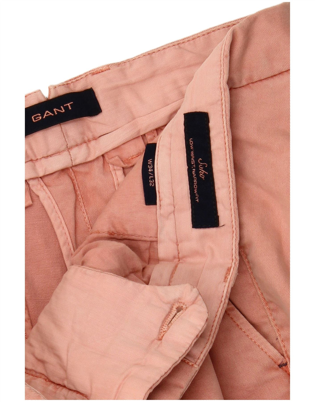 GANT Mens Soho Straight Chino Trousers W34 L32 Pink Cotton