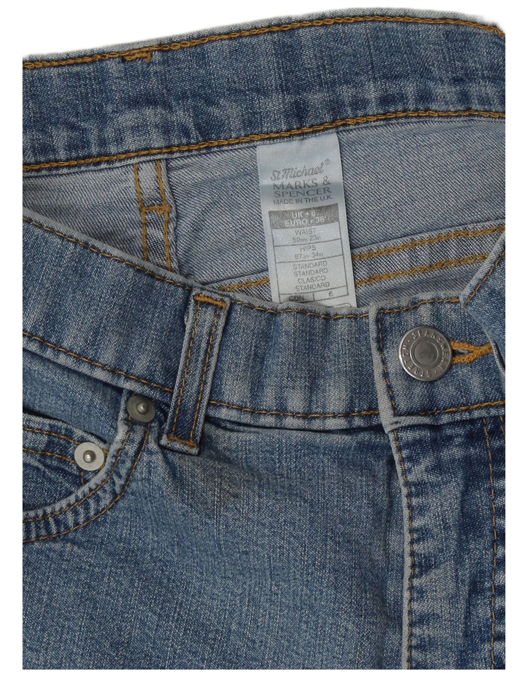 Marks & Spencer Womens Denim Shorts UK 8 Small W23  Blue Cotton