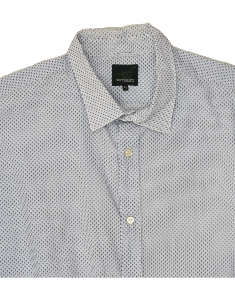 HENRY COTTONS Mens Shirt Size 41 Large Blue Spotted Cotton | Vintage Henry Cottons | Thrift | Second-Hand Henry Cottons | Used Clothing | Messina Hembry 