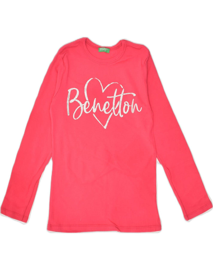 BENETTON Girls Graphic Top Long Sleeve 5-6 Years Pink | Vintage Benetton | Thrift | Second-Hand Benetton | Used Clothing | Messina Hembry 