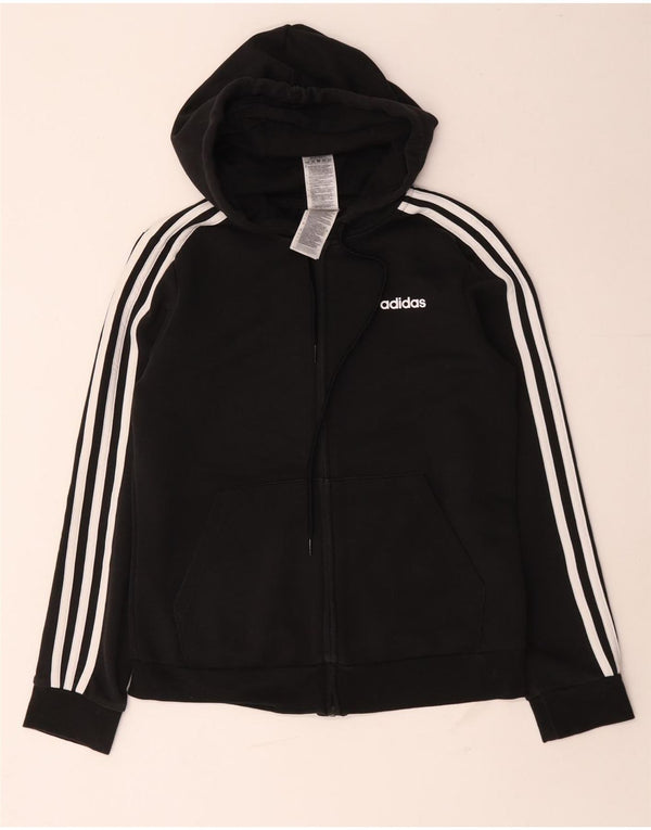 Adidas Womens Zip Hoodie Sweater UK 12/14 Medium Black Cotton