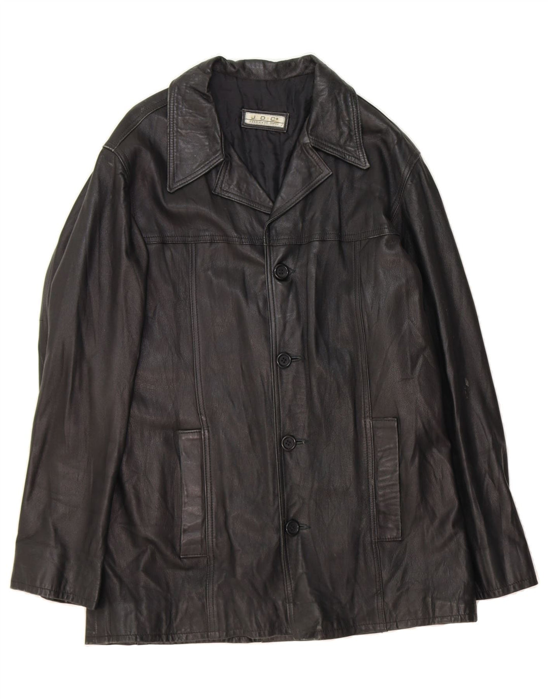 JEANSERIA DEL CORSO Mens Leather Jacket UK 42 XL Black Leather Vintage Jeanseria Del Corso and Second-Hand Jeanseria Del Corso from Messina Hembry 