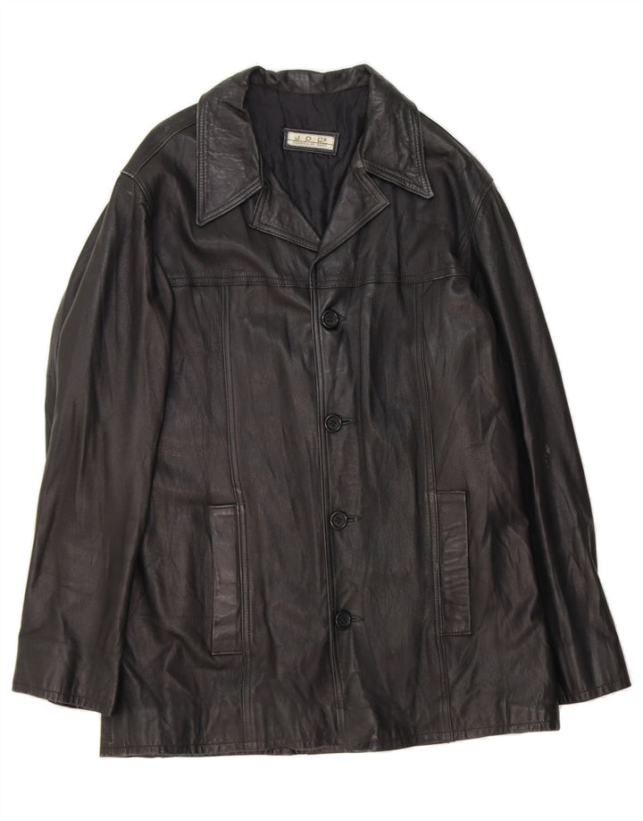 JEANSERIA DEL CORSO Mens Leather Jacket UK 42 XL Black Leather Vintage Jeanseria Del Corso and Second-Hand Jeanseria Del Corso from Messina Hembry 
