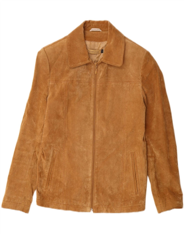 Privilegi Womens Suede Jacket IT 44 Medium Beige Leather