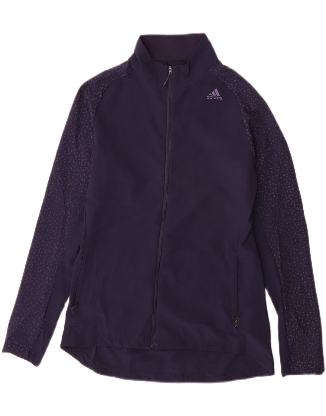 Adidas Womens Running Tracksuit Top Jacket UK 8/10 Small Navy Blue