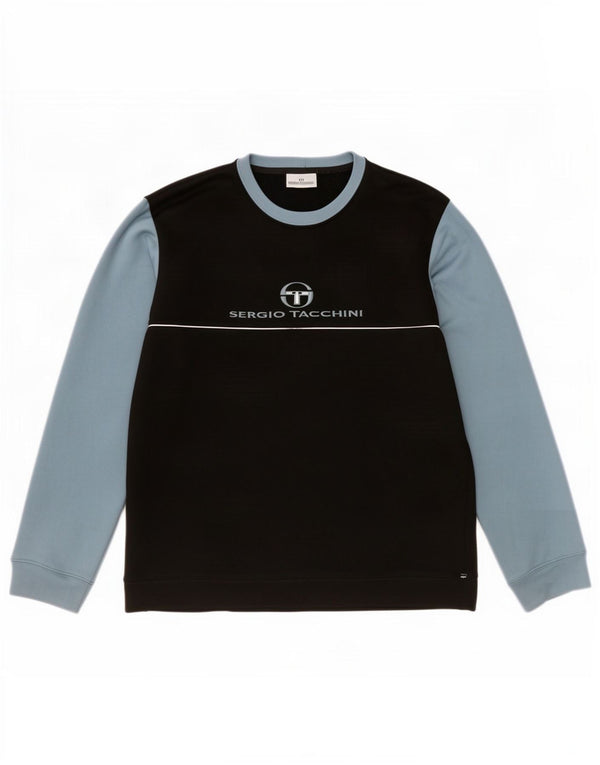 Sergio Tacchini Mens Graphic Sweatshirt Jumper XL Black Colourblock