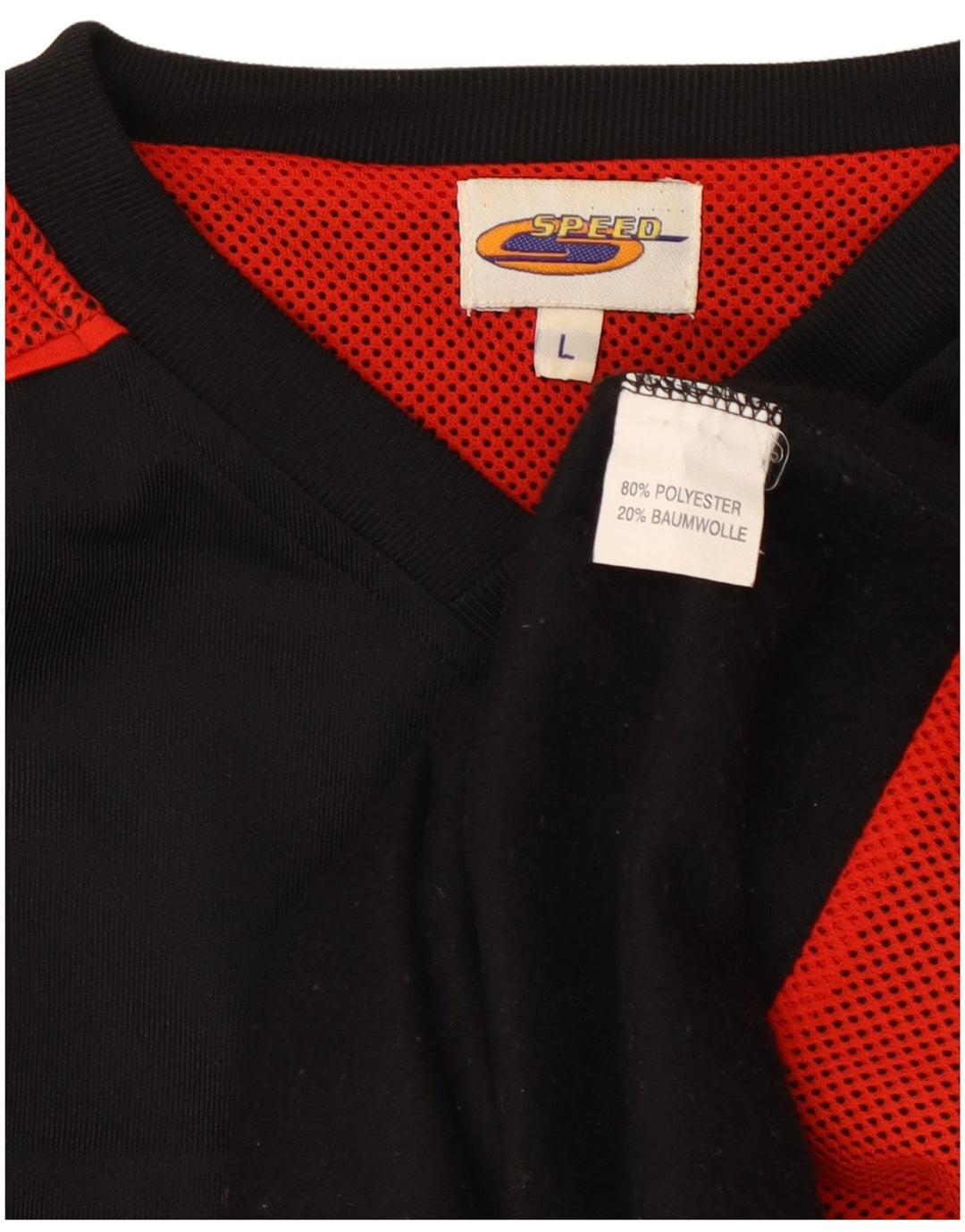 VINTAGE Mens Pullover Tracksuit Top Large Black Colourblock Polyester