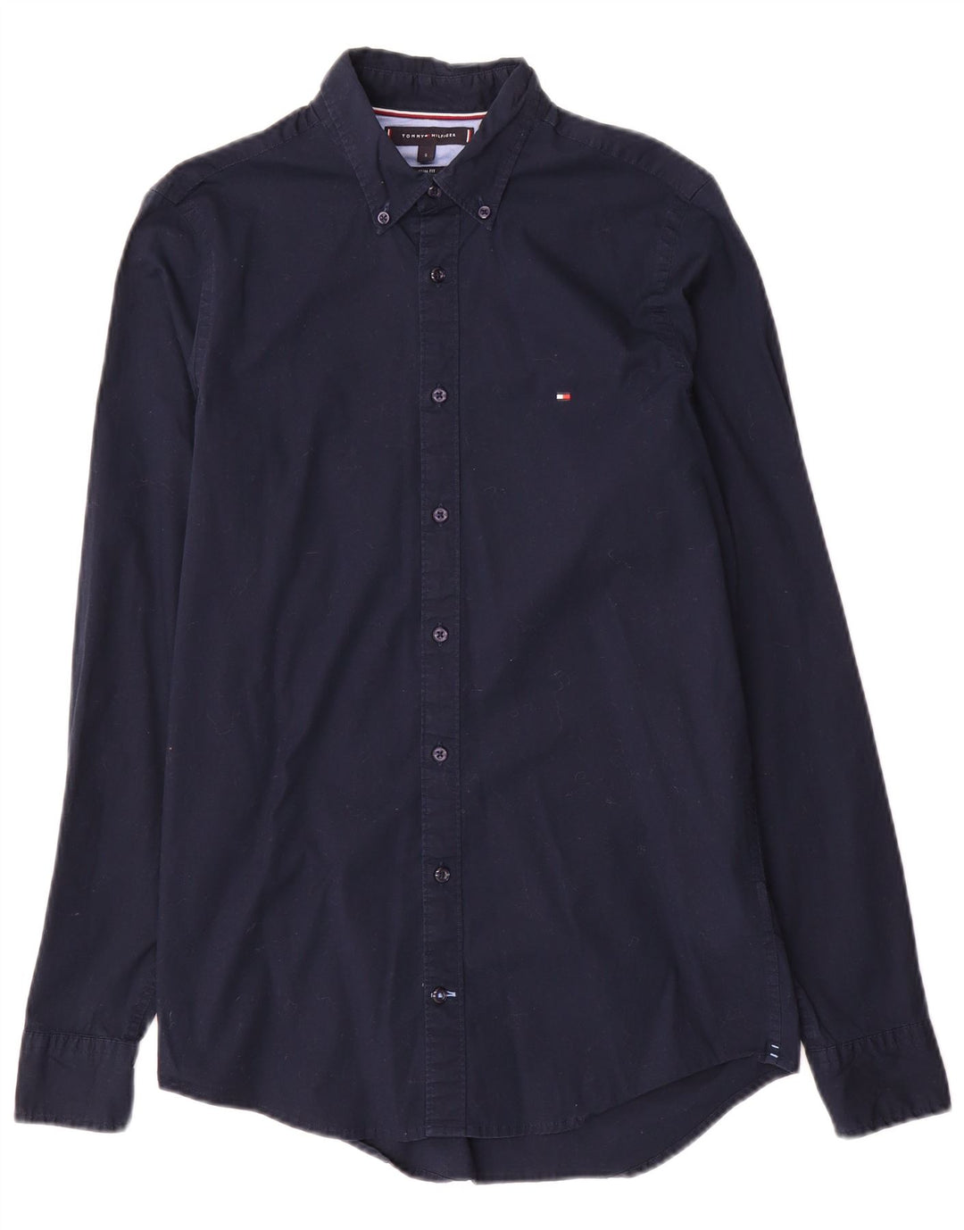 TOMMY HILFIGER Mens Slim Fit Shirt Small Navy Blue Cotton