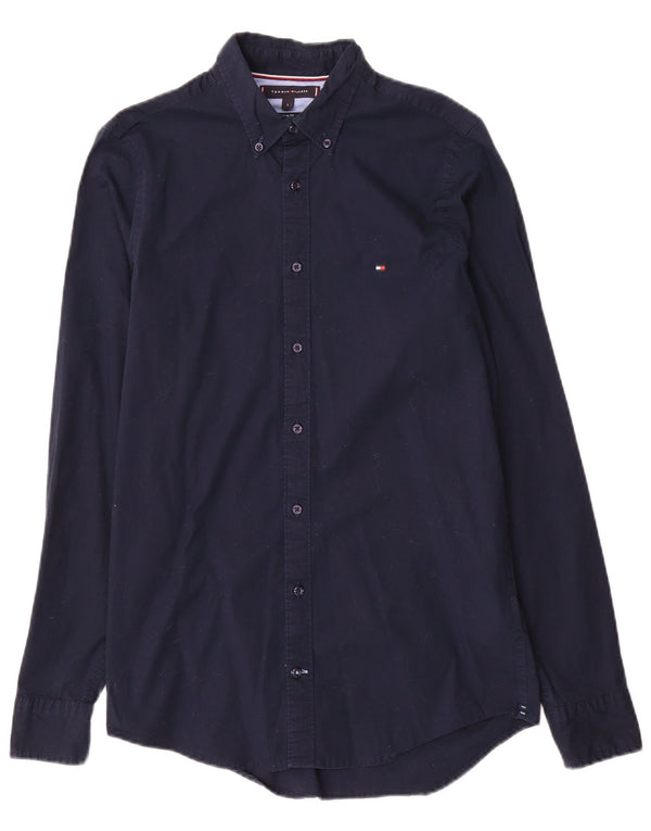 TOMMY HILFIGER Mens Slim Fit Shirt Small Navy Blue Cotton