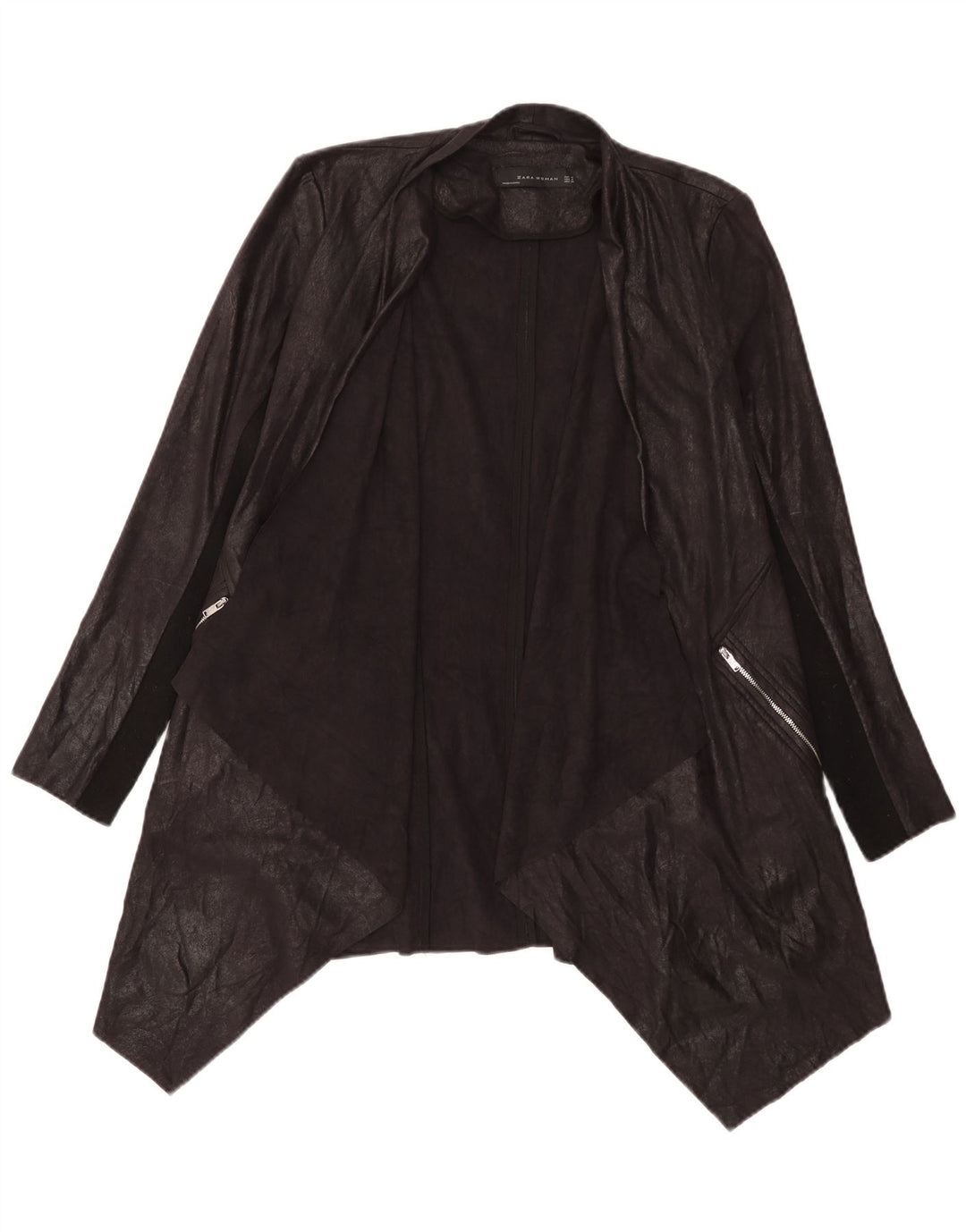 Zara Womens Asymmetric Cardigan Top UK 14 Medium Black Colourblock