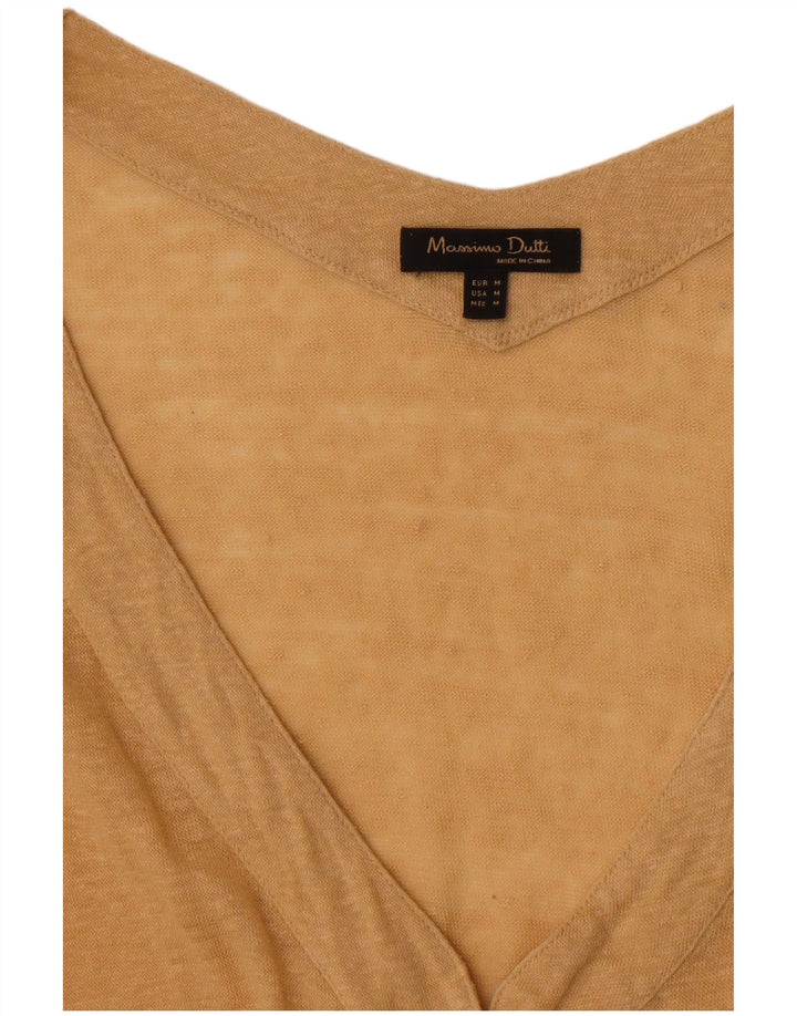 Massimo Dutti Womens Short Sleeve Cardigan Top UK 14 Medium Beige