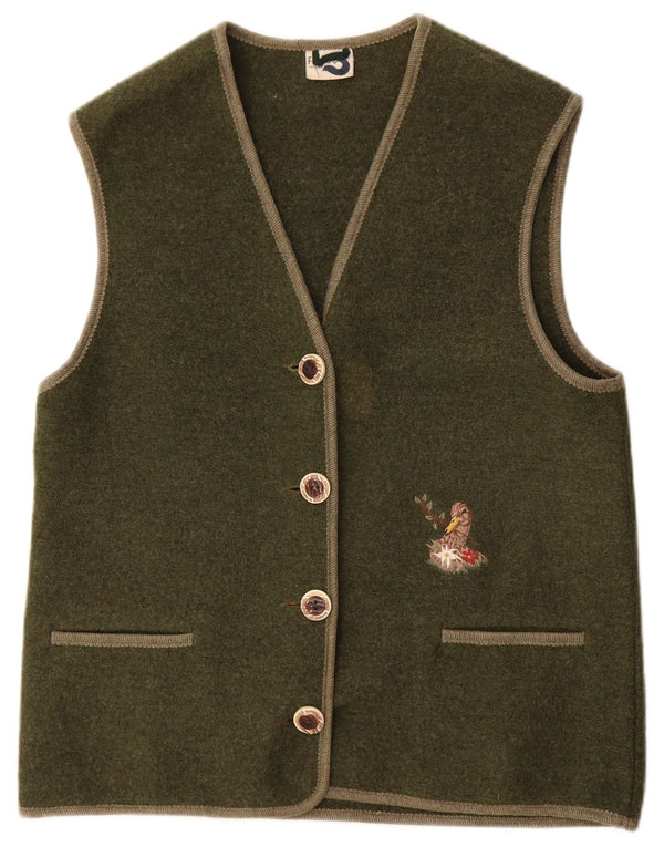 Vintage Womens Gilet UK 14 Medium Khaki Wool