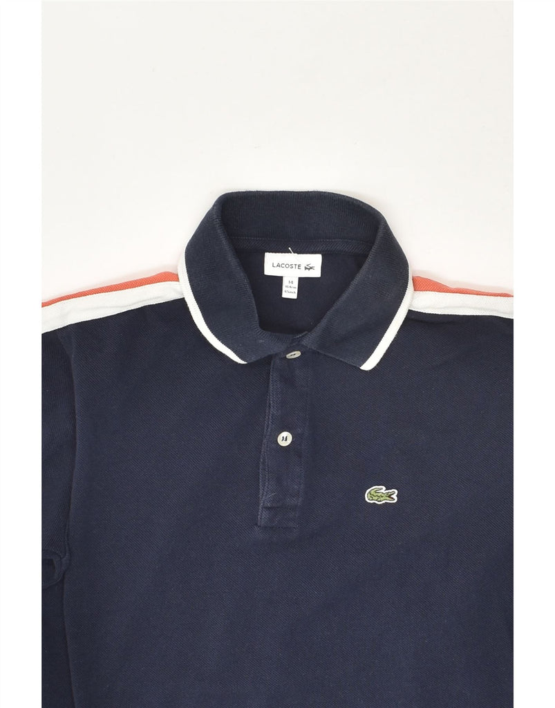 LACOSTE Boys Polo Shirt 13-14 Years Navy Blue Colourblock Cotton | Vintage Lacoste | Thrift | Second-Hand Lacoste | Used Clothing | Messina Hembry 