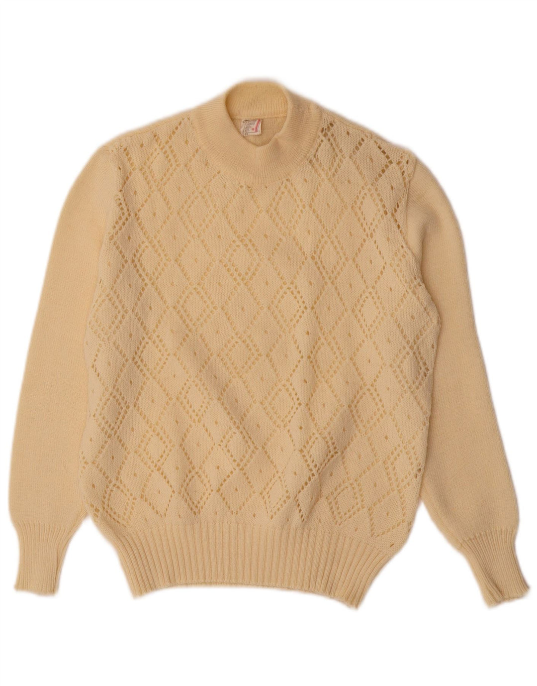 VINTAGE Womens Turtle Neck Jumper Sweater UK 10 Small Off White