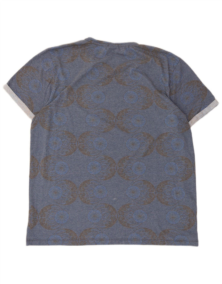 Jack & Jones Mens Graphic T-Shirt Top 2XL Blue Geometric Polyester