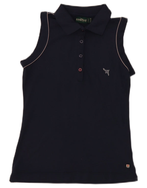 Chervo Womens Sleeveless Polo shirt IT 40 Small Navy Blue Polyamide Sports