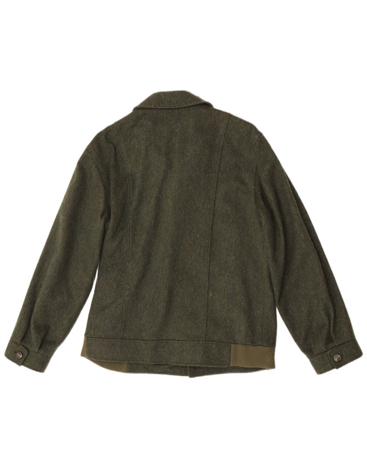 Vintage Mens Bomber Jacket IT 46 Small Green Wool