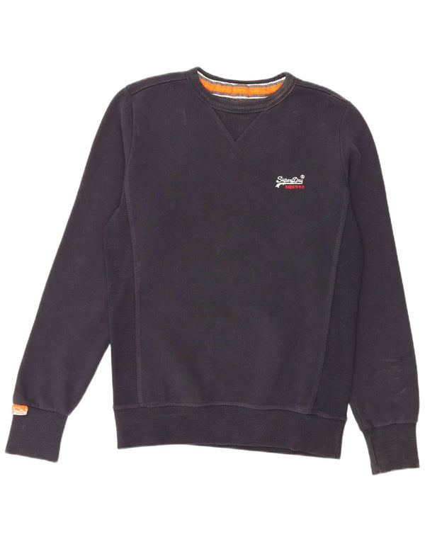 SUPERDRY Mens Sweatshirt Jumper Small Navy Blue Cotton