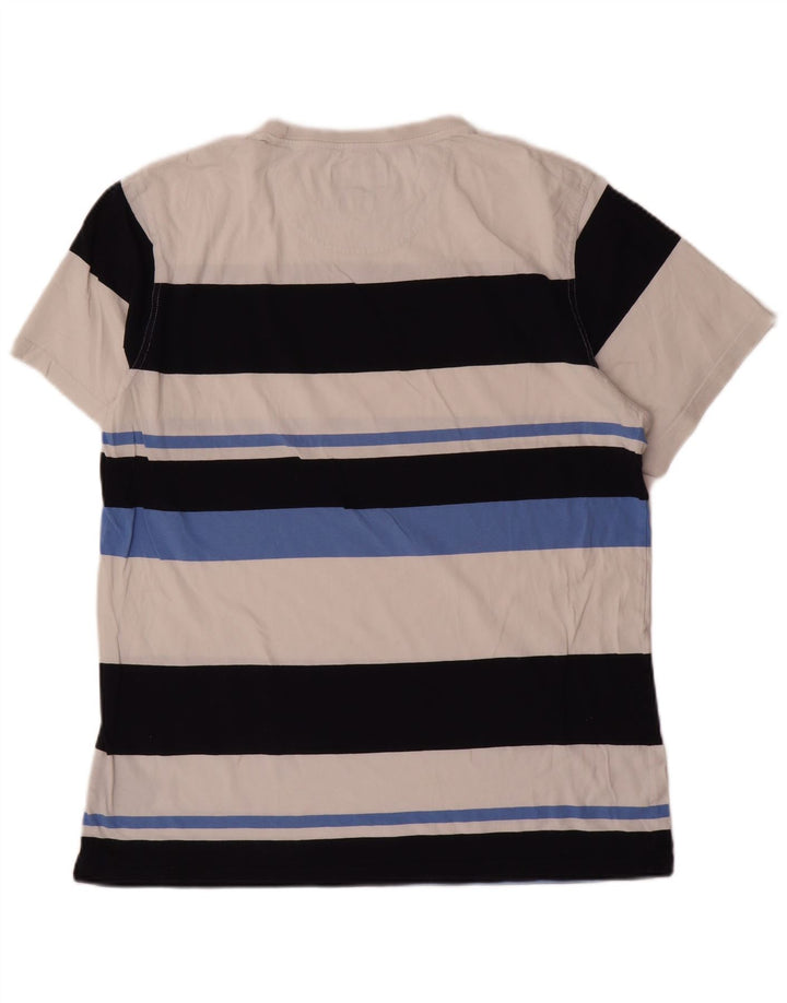 Barbour Mens T-Shirt Top Large White Striped Cotton