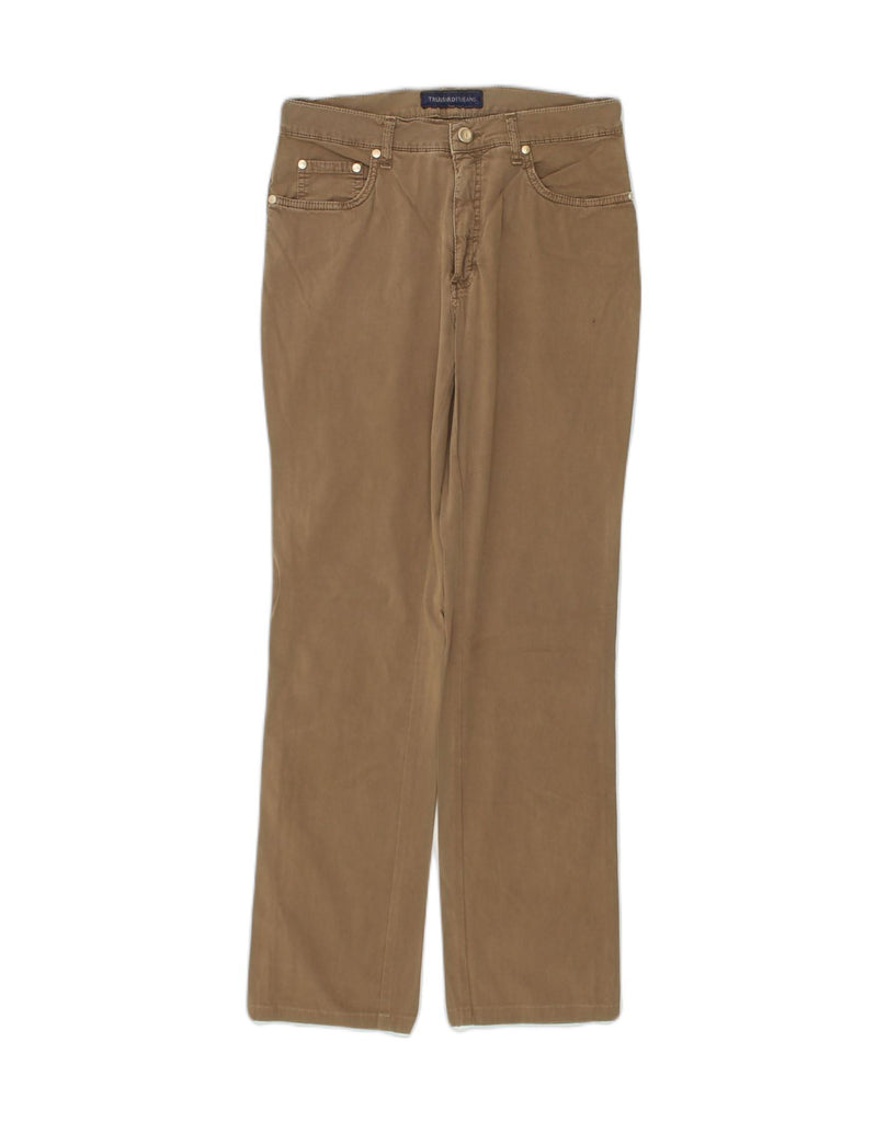 TRUSSARDI Womens Straight Casual Trousers W28 L28 Brown Cotton | Vintage Trussardi | Thrift | Second-Hand Trussardi | Used Clothing | Messina Hembry 