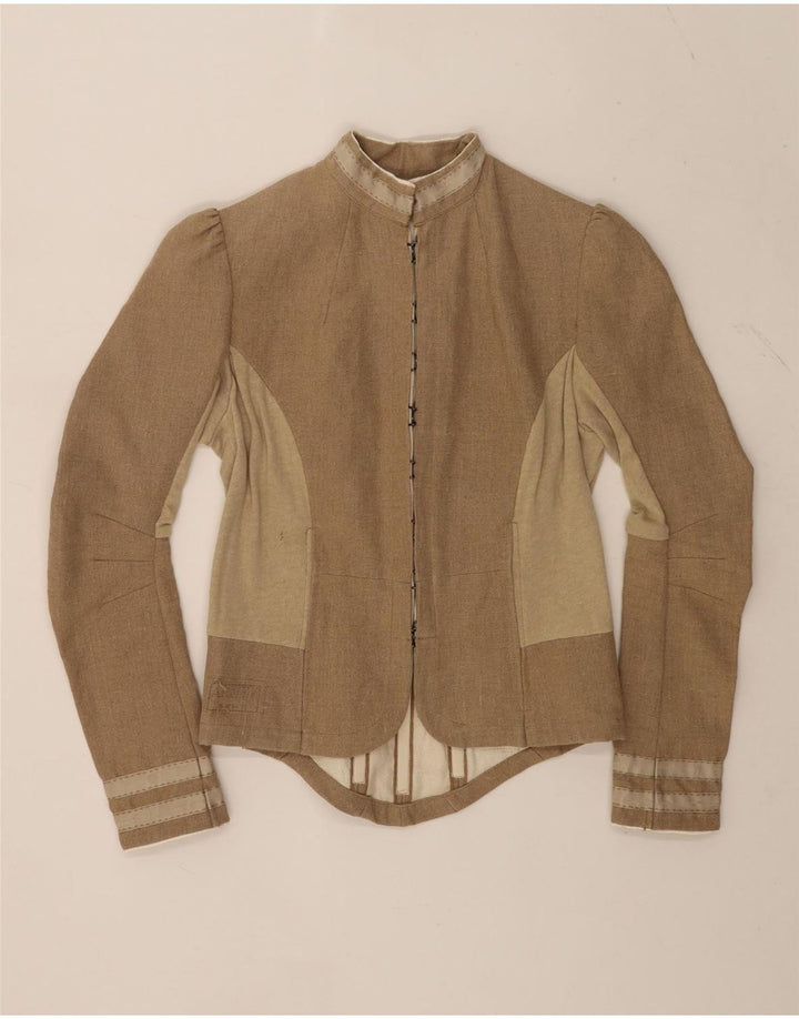 Denham Womens Trachten Blazer Jacket UK 14 Medium Beige Colourblock