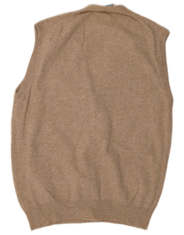 BLUMARINE Womens Sleeveless Cardigan Sweater IT 46 Large Beige Wool